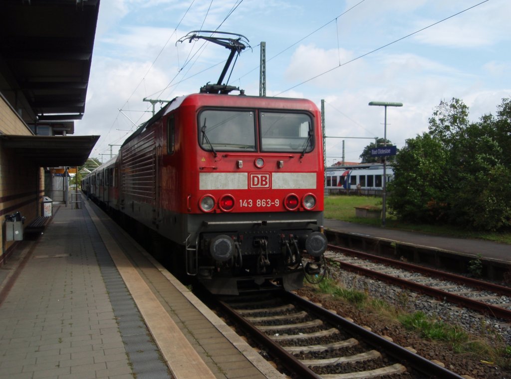 143 863 als RB aus Hamburg Hbf in Bad Oldesloe. 12.08.2009
