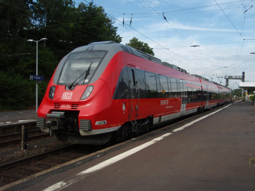 442 291 als RE nach Frankfurt (Main) Hbf in Treysa. 15.06.2013