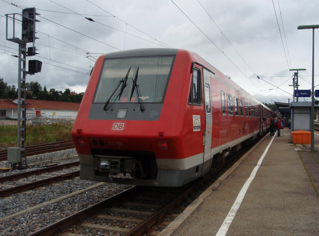 611 003 als RE Ulm Hbf - Neustadt (Schwarz.) in Donaueschingen. 15.08.2010