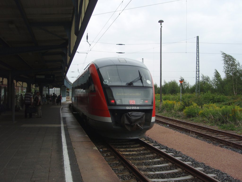 642 055 als RB 95 nach Johanngeorgenstadt in Zwickau (Sachs.) Hbf. 23.08.2010