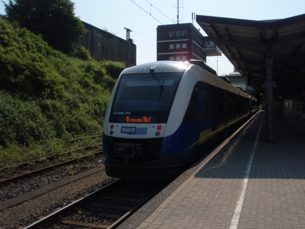 648 373 der NordWestBahn als NWB nach Bremen Hbf in Osnabrck Hbf. 08.06.2013