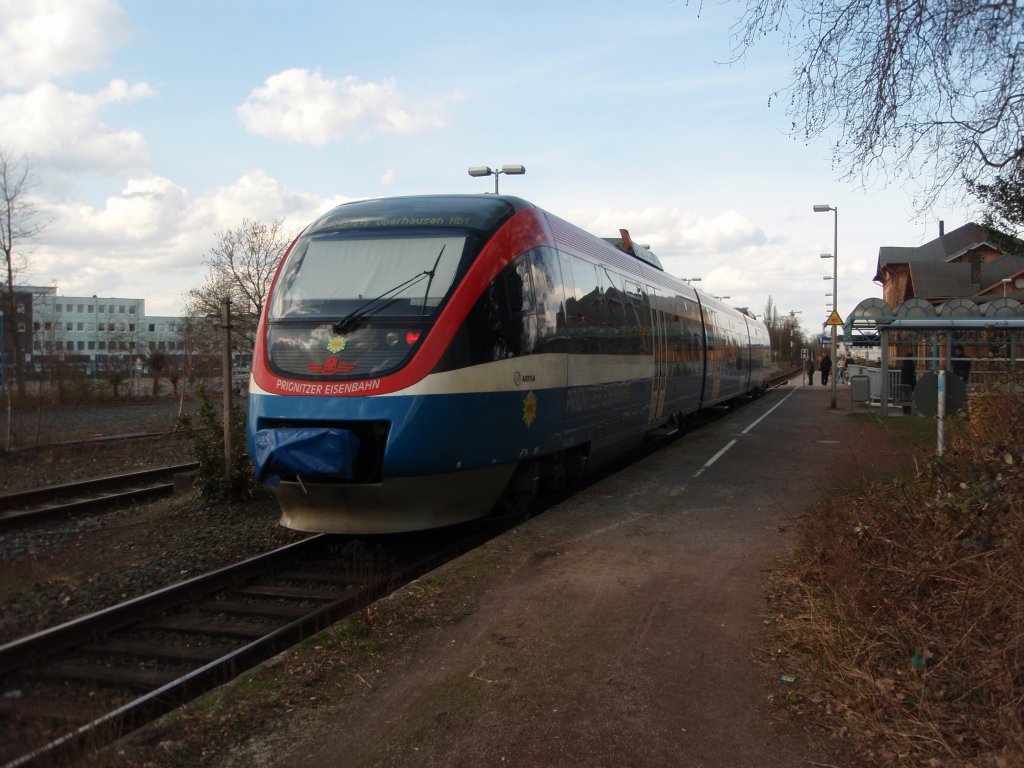 Ein VT 643 der Prignitzer Eisenbahn als RB 44 aus Oberhausen Hbf in Dorsten. 02.04.2010