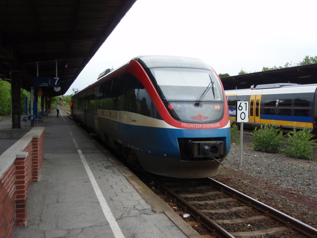 Ein VT 643 der Prignitzer Eisenbahn als RB 51 Dortmund Hbf - Enschede in Coesfeld (Westf.). 14.05.2010