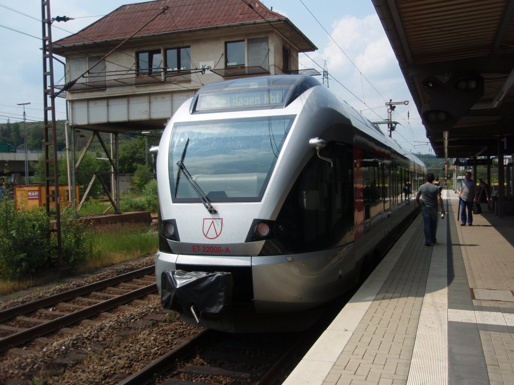 ET 22006-A der Abellio Rail NRW als RB 91 Siegen - Hagen Hbf in Kreuztal. 01.07.2009