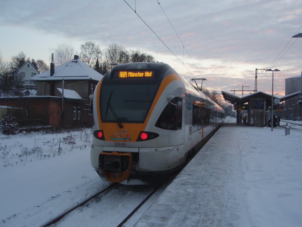 ET 5.09 der eurobahn als RB 89 nach Mnster (Westf.) Hbf in Warburg (Westf.). 28.12.2010