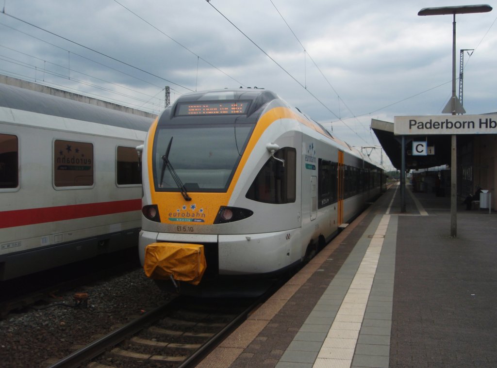 ET 5.10 der eurobahn als RB 89 nach Mnster (Westf.) Hbf in Paderborn Hbf. 14.05.2010