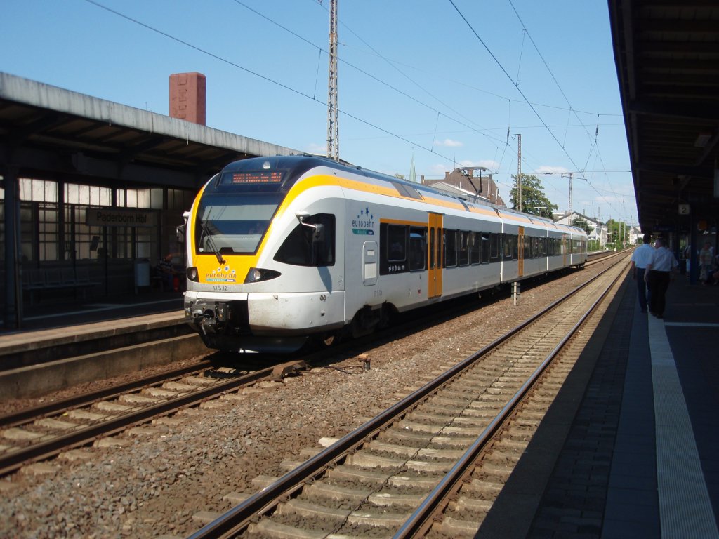 ET 5.12 der eurobahn als RB 89 nach Mnster (Westf.) Hbf in Paderborn Hbf. 24.06.2009