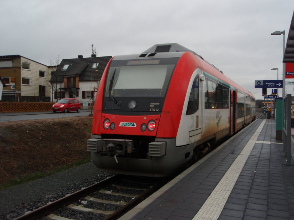VT 121.2 der VIAS als RB 66 aus Darmstadt Hbf in Pfungstadt. 21.01.2012