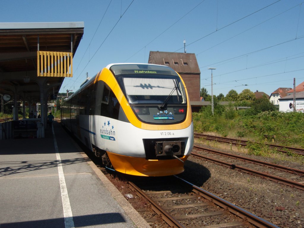 VT 2.06a der eurobahn als RB 73 Lemgo-Lttfeld - Bielefeld Hbf in Lage (Lippe). 24.06.2009
