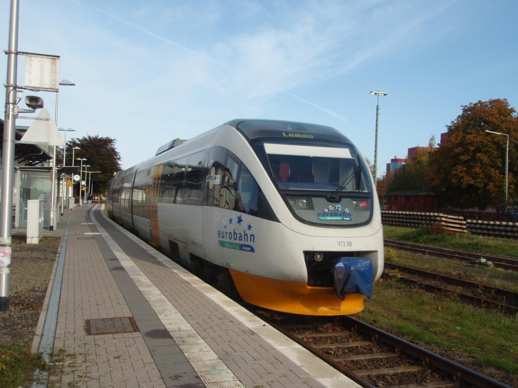 VT 2.08 der eurobahn als RB 71 nach Bielefeld Hbf in Rahden. 20.10.2010