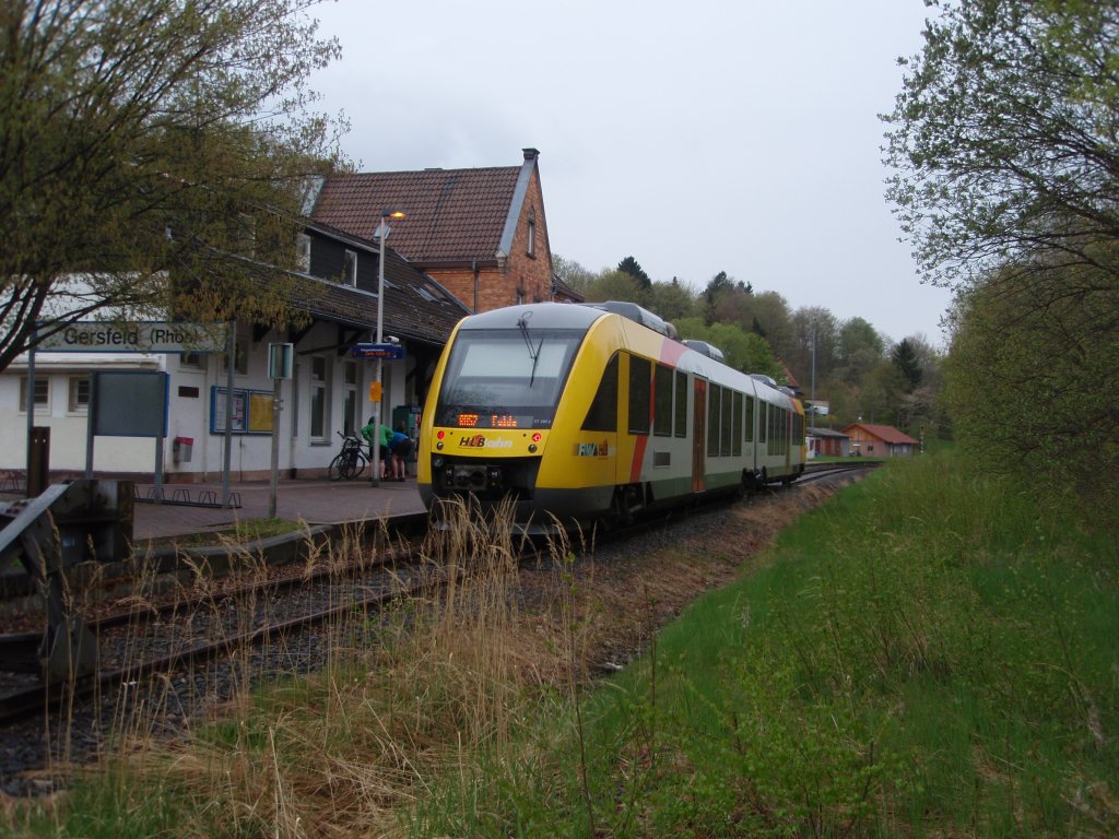 VT 287.2 der Hessischen Landesbahn als HLB nach Fulda in Gersfeld (Rhn). 04.05.2013