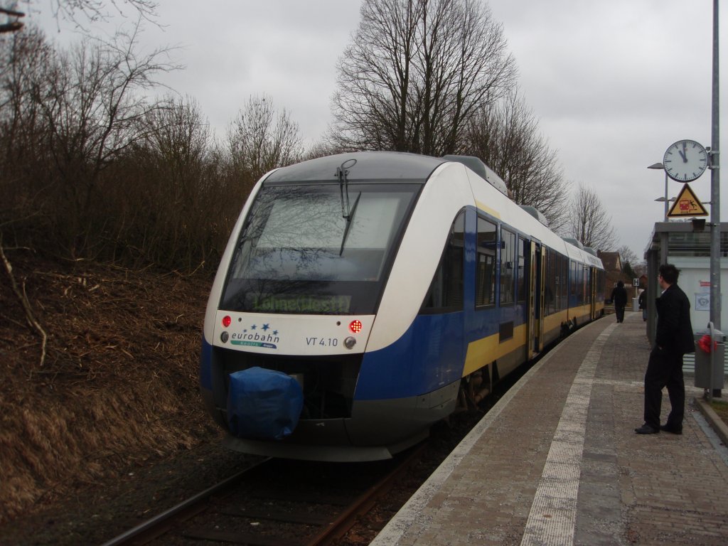VT 4.10 der eurobahn als ERB aus Hildesheim Hbf in Bodenburg. 05.02.2011