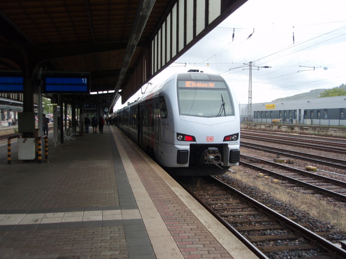 1429 608 als RE 1 Mannheim Hbf - Koblenz Hbf in Trier Hbf. 04.09.2015