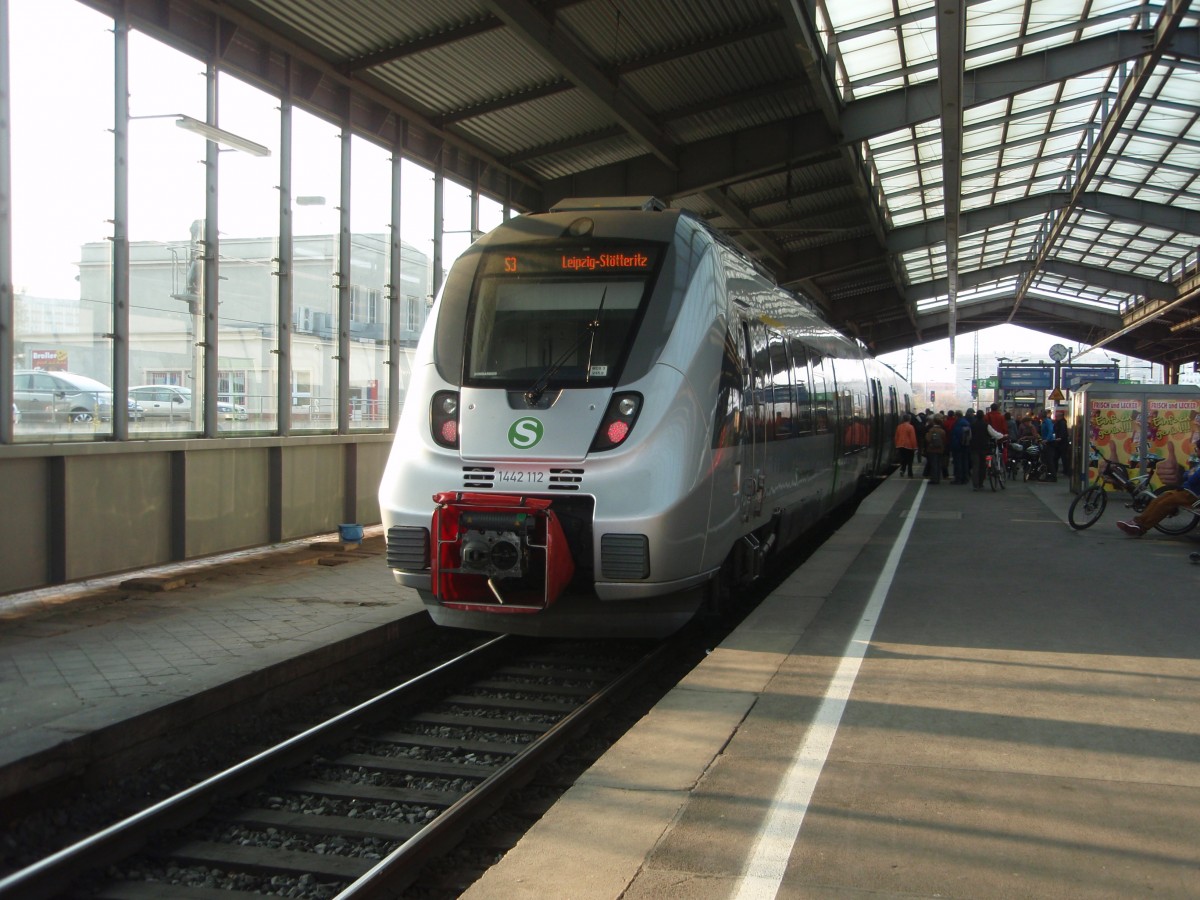 1442 112 als S 3 nach Leipzig-Sttteritz in Halle (Saale) Hbf. 29.03.2014