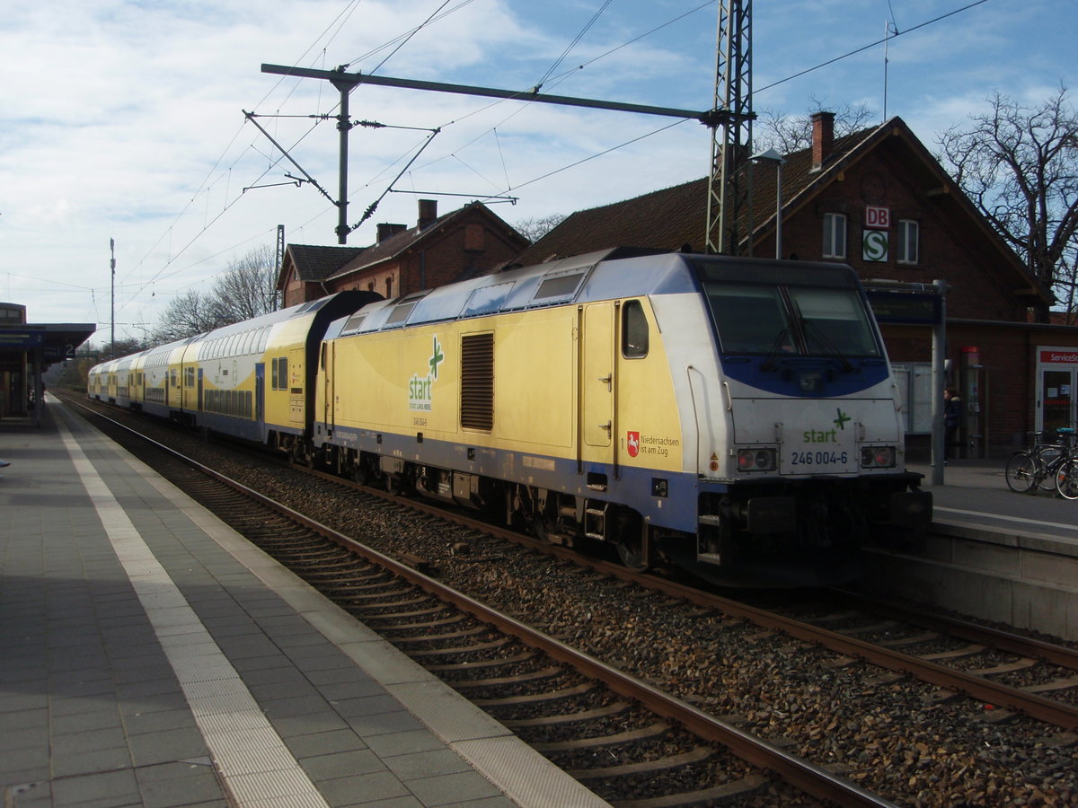 246 004 der Verkehrsgesellschaft Start Unterelbe als RE 5 Hamburg-Harburg - Cuxhaven in Buxtehude. 23.03.2019