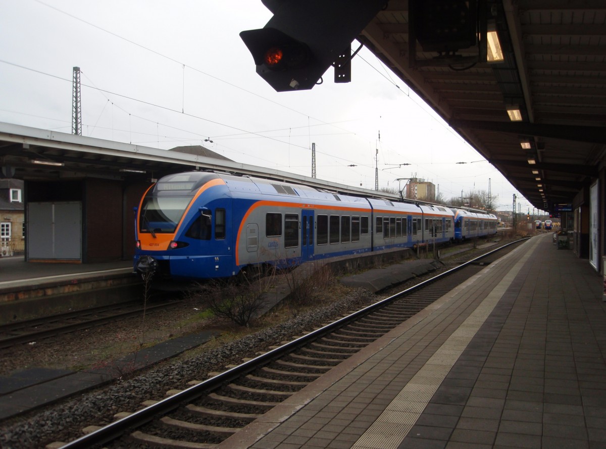 427 004 der Cantus Verkehrsgesellschaft als R 1 nach Kassel Hbf in Gttingen. 15.02.2014