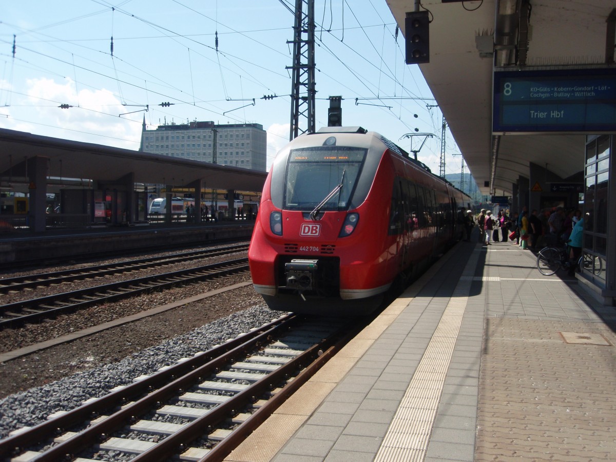 442 704 als RB 81 nach Trier Hbf in Koblenz Hbf. 31.05.2014