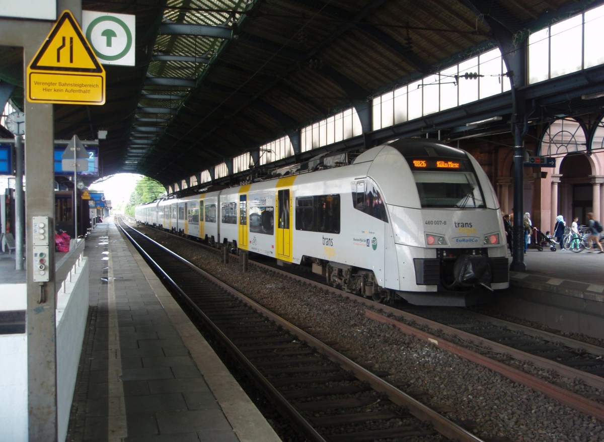 460 007 der trans regio als RB 26 Kln Messe/Deutz - Koblenz Hbf in Bonn Hbf. 13.06.2015