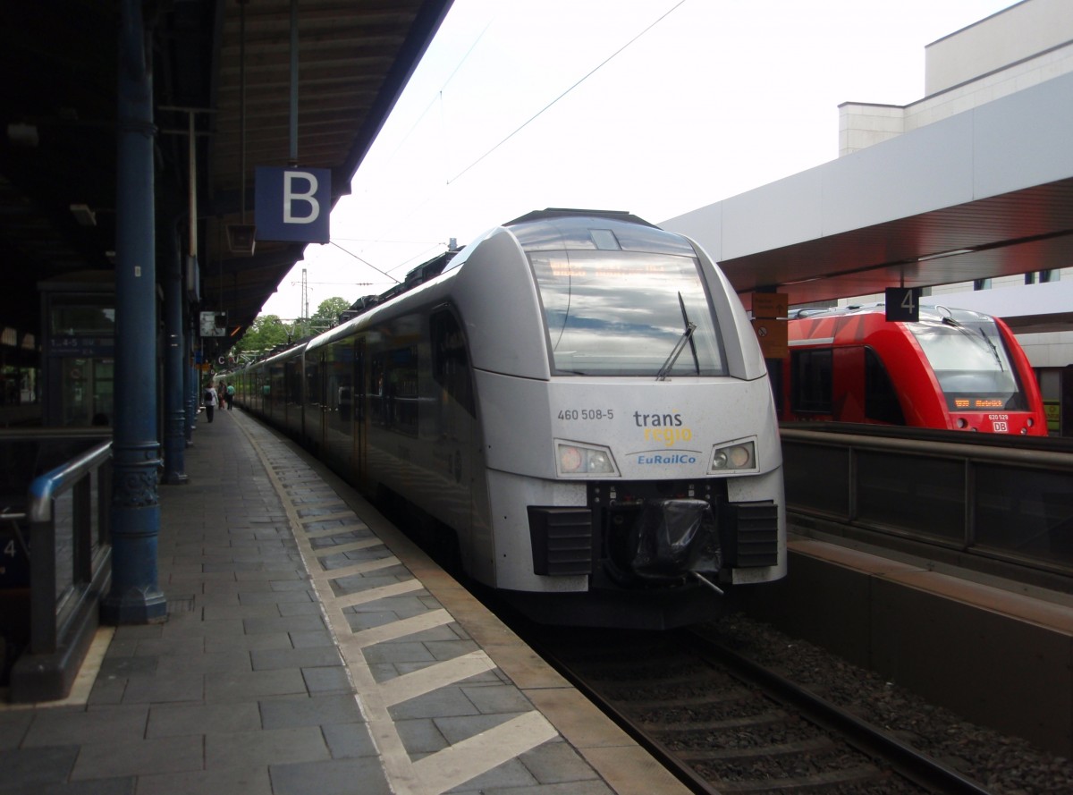 460 508 der trans regio als RB 26 Kln Messe/Deutz - Koblenz Hbf in Bonn Hbf. 13.06.2015