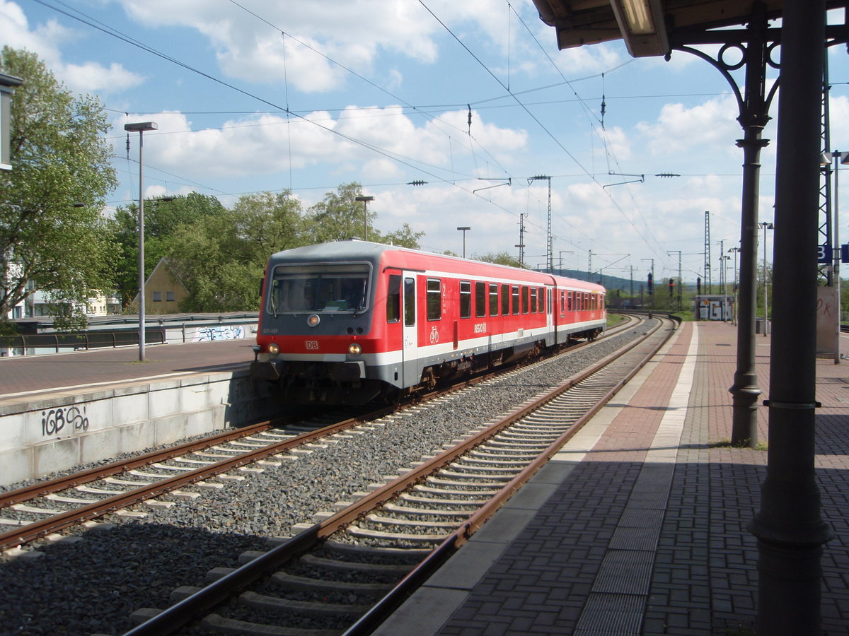 628 458 im Ersatzverkehr fr die Ruhrtalbahn aus Hattingen (Ruhr) bei der Einfahrt in Witten Hbf. 01.05.2018