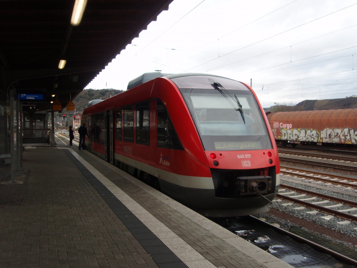 640 017 als RB 23 Mayen West - Limburg (Lahn) in Andernach. 10.01.2015