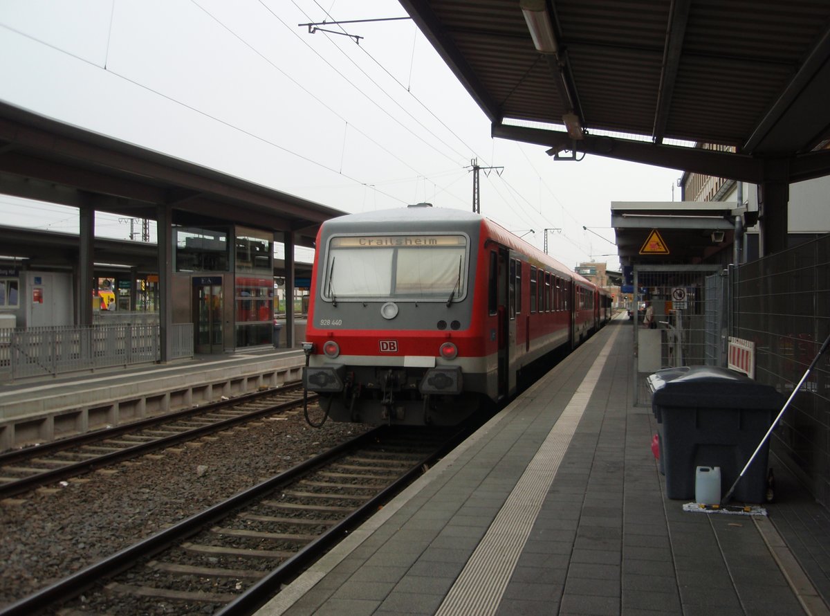 928 440 als RE nach Crailsheim in Aschaffenburg Hbf. 27.07.2019