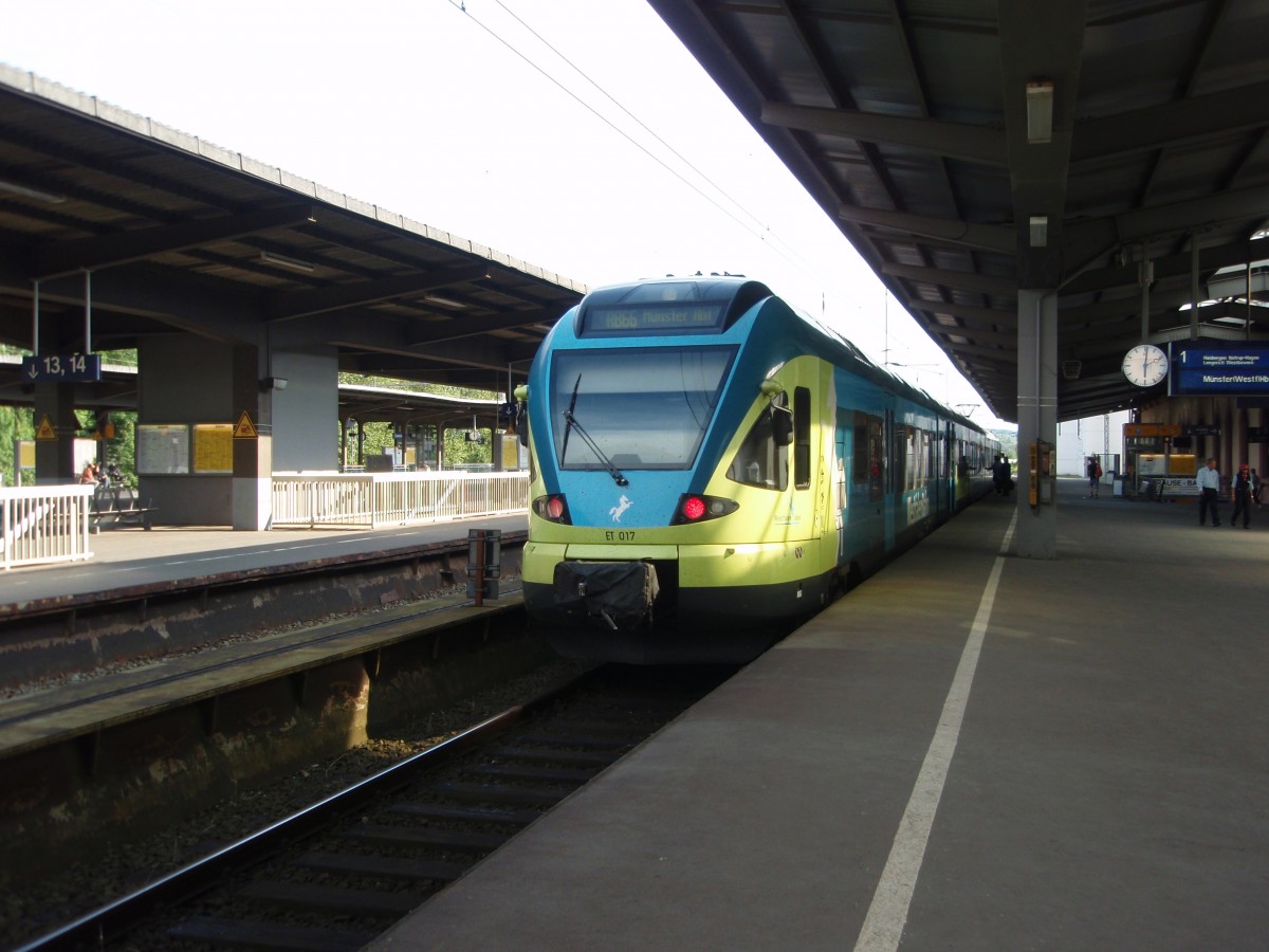 ET 017 der Westfalenbahn als RB 66 nach Münster (Westf.) Hbf in Osnabrück Hbf. 24.05.2014