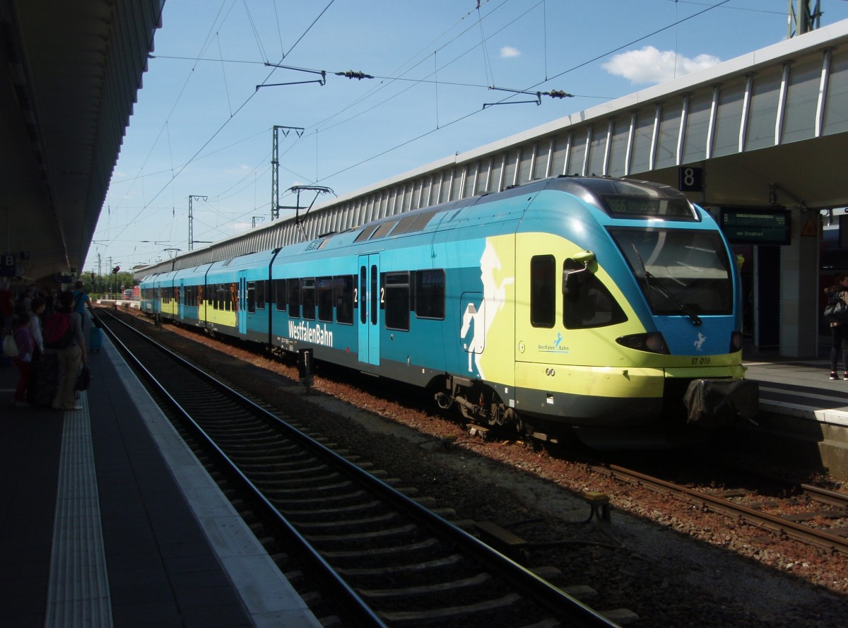 ET 019 der Westfalenbahn als RB 66 nach Osnabrck Hbf in Mnster (Westf.) Hbf. 07.06.2015
