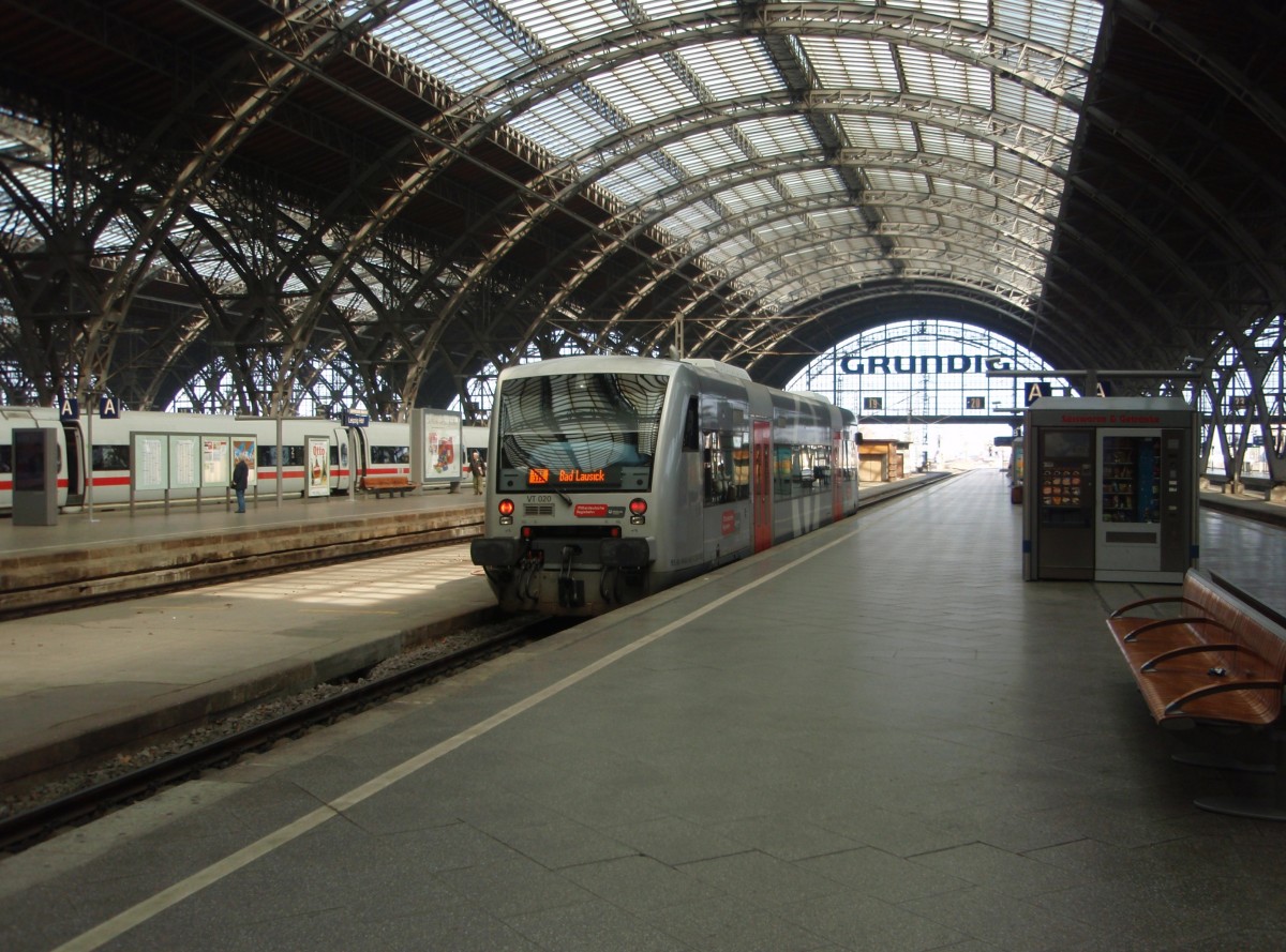 VT 020 der Mitteldeutschen Regiobahn als MRB 113 nach Bad Lausick in Leipzig Hbf. 29.03.2014