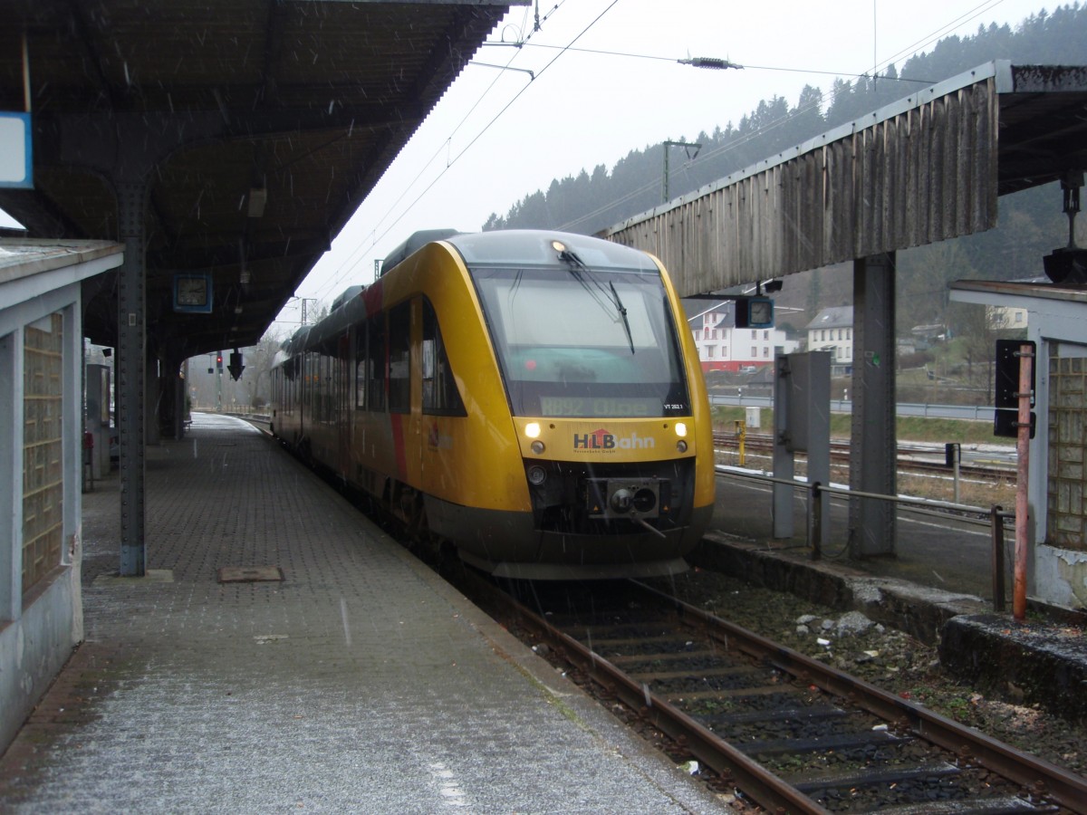 VT 262.1 der Hessischen Landesbahn als RB 92 aus Olpe in Finnentrop. 24.01.2015