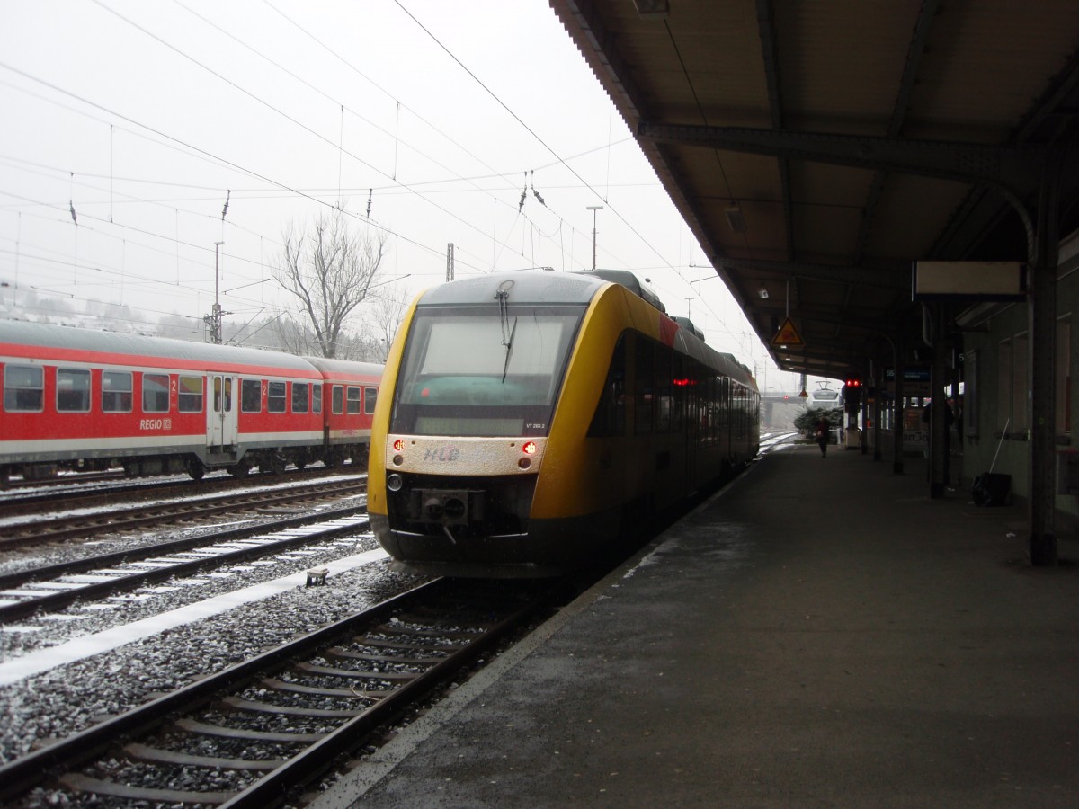 VT 266.2 der Hessischen Landesbahn als RB 93 nach Bad Berleburg in Siegen. 24.01.2015