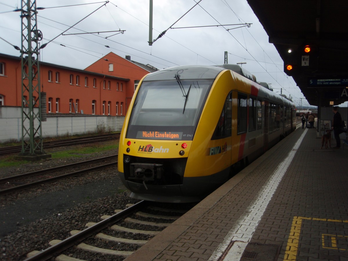 VT 274.1 der Hessischen Landesbahn als RB aus Fulda in Limburg (Lahn). 10.01.2015