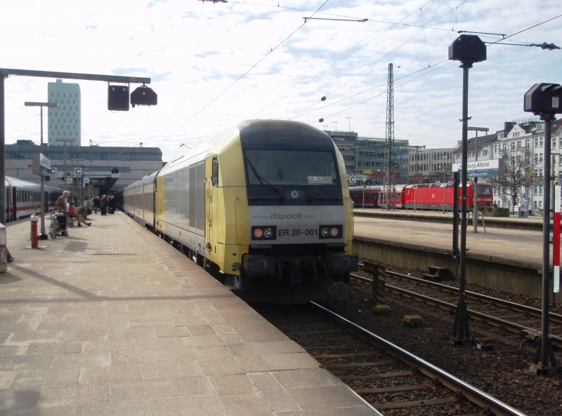 ER 20-001 der Nord-Ostsee-Bahn als NOB nach Westerland (Sylt) in Hamburg-Altona. 21.03.2009