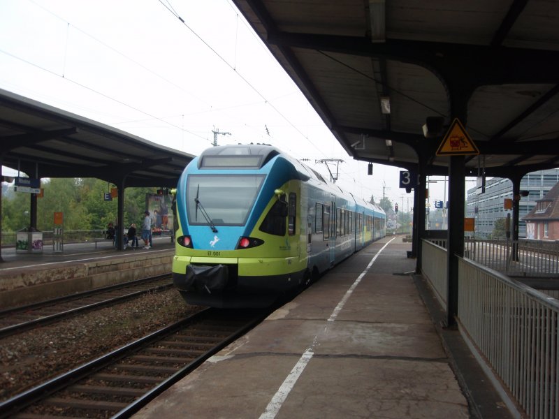 ET 001 der Westfalenbahn als RB 65 aus Mnster (Westf.) Hbf in Rheine. 21.09.2008