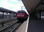 111 134 als RE 70 Braunschweig Hbf - Bielefeld Hbf in Minden (Westf.).