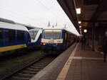 VT 628.4/835667/151-der-eisenbahnen-und-verkehrsbetriebe-elbe-weser 151 der Eisenbahnen und Verkehrsbetriebe Elbe-Weser als RB 33 Buxtehude - Cuxhaven in Bremerhaven. 27.12.2023