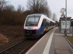 VT 648 ALSTOM Lint 41/324777/648-183-der-nordwestbahn-als-nwb 648 183 der NordWestBahn als NWB aus Hildesheim Hbf in Bodenburg. 15.02.2014