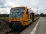 VT 650.88 der Ostdeutschen Eisenbahn als R3 Neustrelitz - Hagenow Stadt in Hagenow Land. 16.08.2011