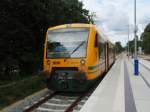 vt-650-stadler--adtranz-regioshuttle/179228/vt-65088-der-ostdeutschen-eisenbahn-als VT 650.88 der Ostdeutschen Eisenbahn als R3 aus Neustrelitz in Hagenow Stadt. 16.08.2011