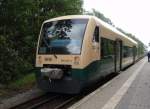 650 032 der Pressnitztalbahn als PRE aus Bergen auf Rgen in Lauterbach Mole. 19.08.2011