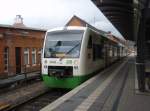 VT 008 der Efurter Bahn als EB 23 aus Erfurt Hbf in Saalfeld (Saale). 13.04.2013