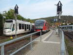 DB Kurhessenbahn/823470/642-577-der-kurhessenbahn-als-rb 642 577 der Kurhessenbahn als RB 4 Korbach Hbf - Kassel-Wilhelmshhe in Wolfhagen. 24.09.2022