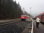 DB Kurhessenbahn/837753/245-019-als-rb-4-aus 245 019 als RB 4 aus Kassel-Wilhelmshhe in Brilon Wald. 03.02.2024