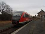 DB Regio Sudost/120405/642-070-als-rb-103-aus 642 070 als RB 103 aus Gera Hbf in Mehltheuer. 12.02.2011
