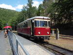 187 013 der Harzer Schmalspurbahnen als HSB Harzgerode - Nordhausen Bahnhofsplatz in Eisfelder Talmhle.
