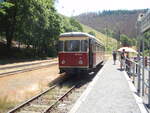 187 013 der Harzer Schmalspurbahnen als HSB Harzgerode - Nordhausen Bahnhofsplatz in Eisfelder Talmhle. 02.07.2022