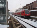 Ein Doppelstock Steuerwagen als RE 9 Kassel-Wilhelmshhe - Halle (Saale) Hbf in Heilbad Heiligenstadt. 01.02.2014