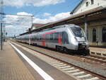 9442 310 der Abellio Rail Mitteldeutschland als RE 9 Halle (Saale) Hbf - Kassel-Wilhelmshhe in Nordhausen. 02.07.2022