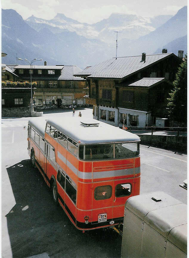 (001'820) - AFA Adelboden - Nr. 7/BE 26'707 - FBW/Vetter-R&J Anderthalbdecker im September 1987 beim Autobahnhof Adelboden