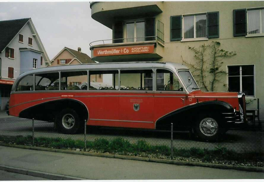 (009'515) - AFA Adelboden - Nr. 12/BE 26'702 - FBW/R&J am 17. April 1993 in Steffisburg, Autosattlerei Werthmller